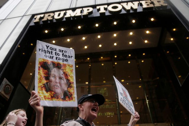 Hundreds of anti-Kavanaugh protesters rallied outside Trump Tower on Thursday night.